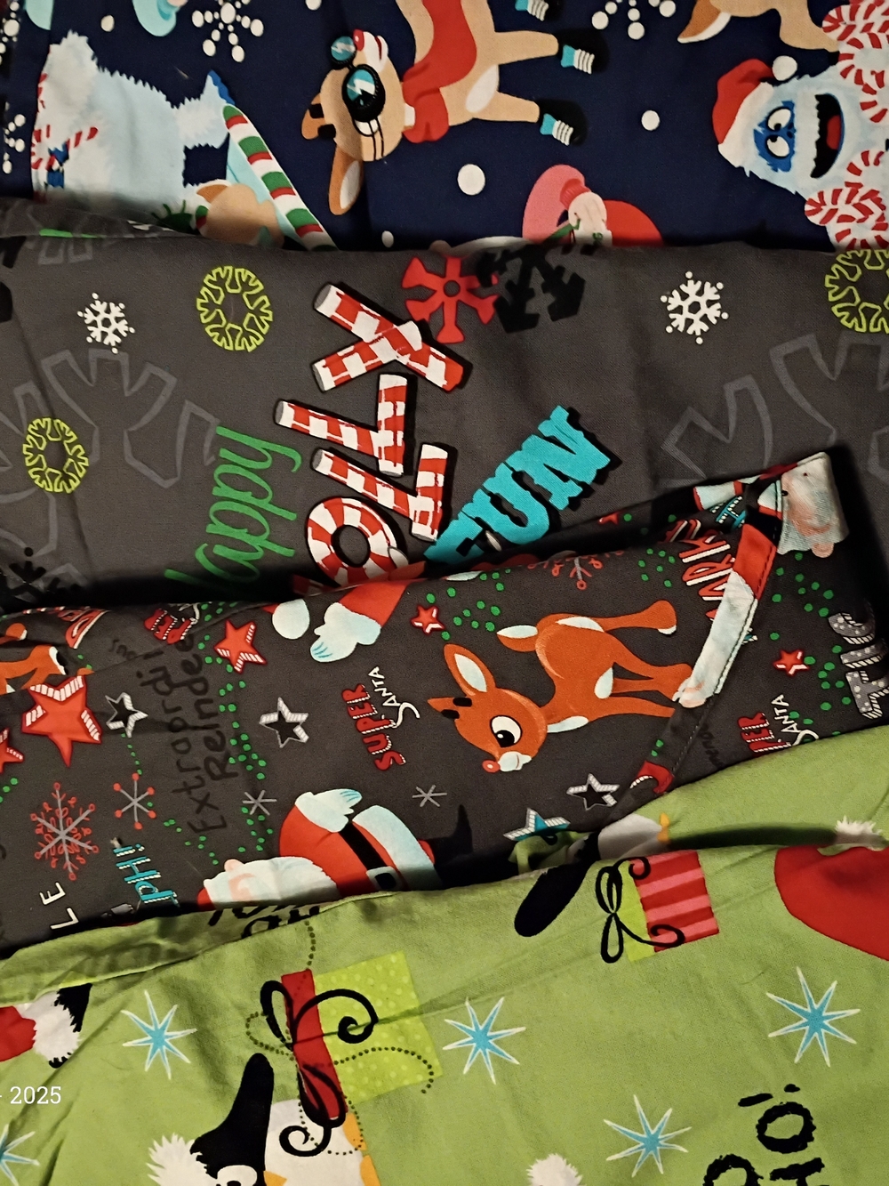 Christmas Rudolph & Frosty Penguin & Bumble Nursing Scrub Tops (4 Pieces)